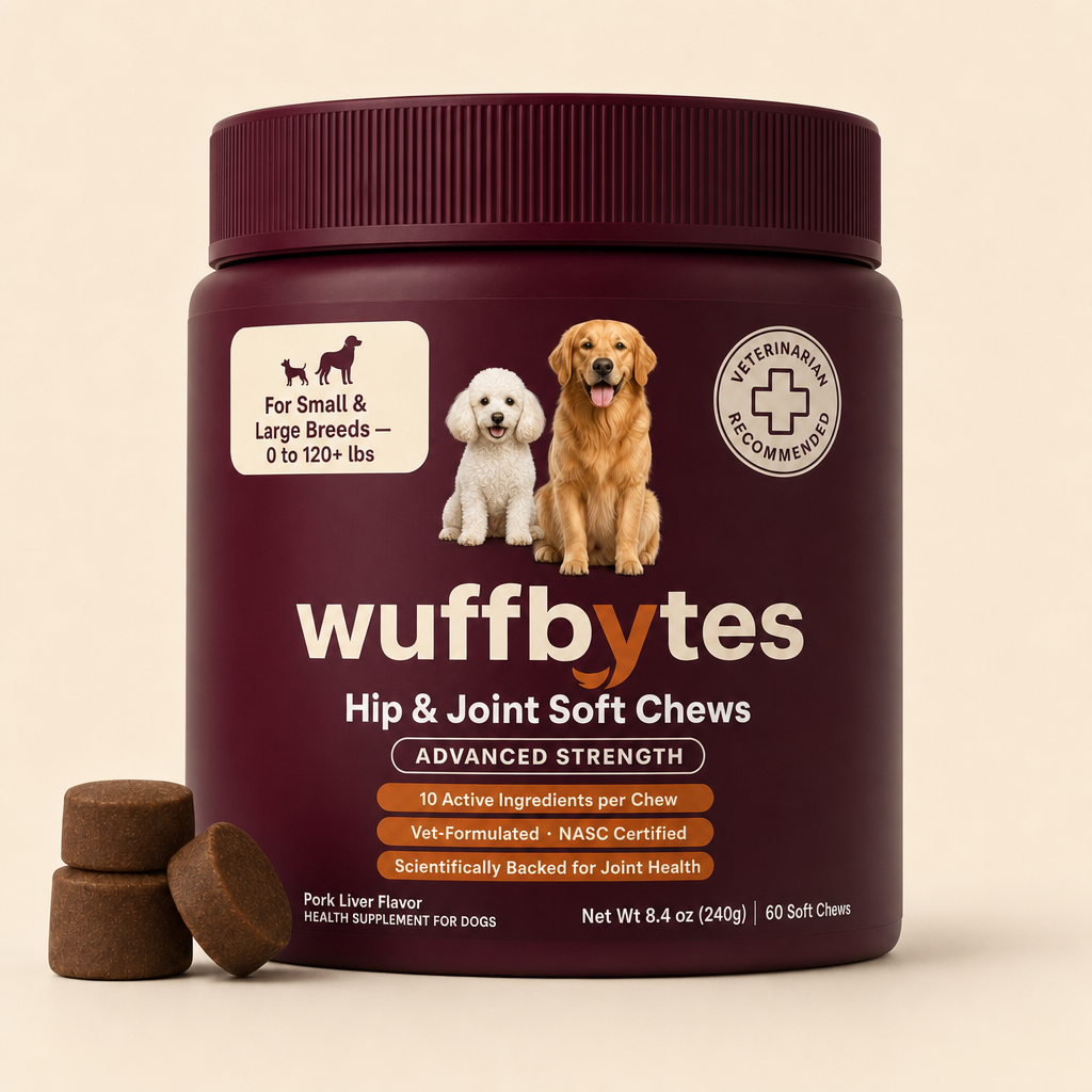 Wuffbytes Hip & Joint Soft Chews Advanced Strength — 60 Soft Chews, Pork Liver Flavor